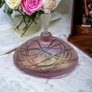 Sold! Glass Eye Studio Hand Blown Glass Pink Oil Diffuser Art Glass Bottle Decor